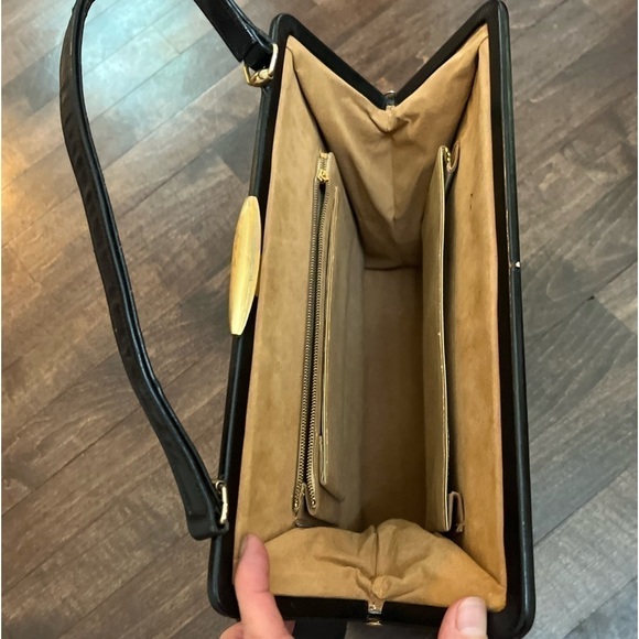 Vintage Tapestry Carpet Bag Purse Leather Trim Handle Large Floral Rare 1950s - Picture 9 of 13